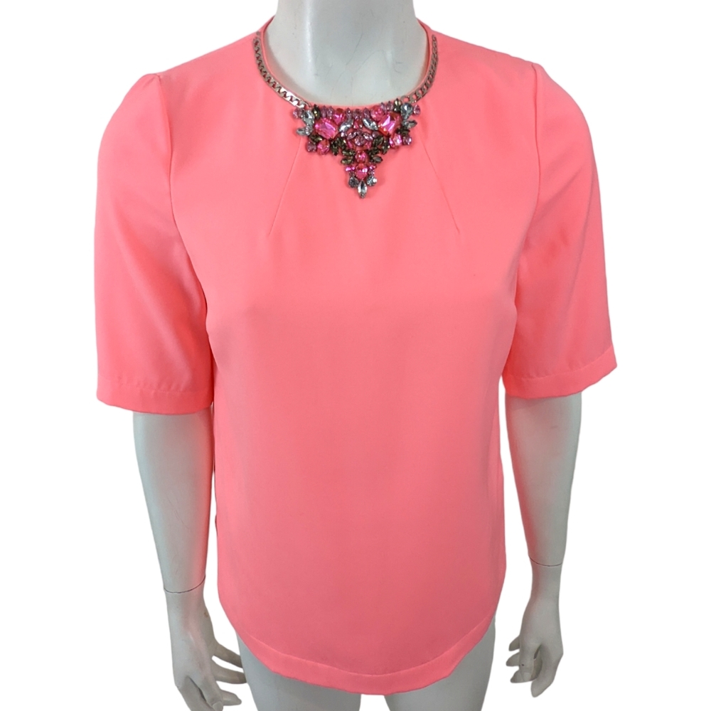 Ted Baker Embellished Cocktail Party Top Meleni Pink Rhinestone Womens 2